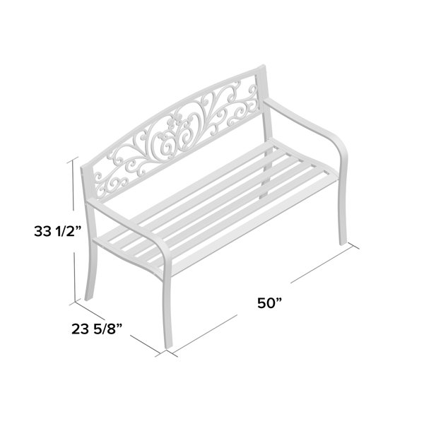 Fleur De Lis Living Carennac Scroll Backrest Iron Garden Bench